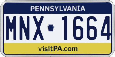 PA license plate MNX1664