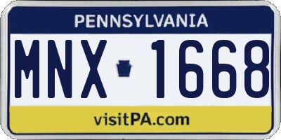 PA license plate MNX1668