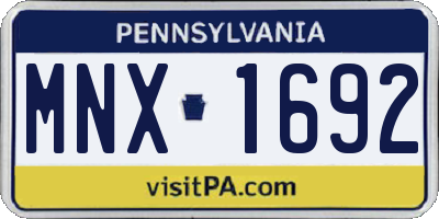 PA license plate MNX1692