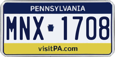 PA license plate MNX1708