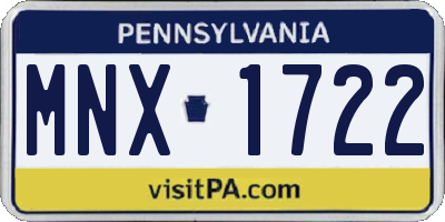 PA license plate MNX1722