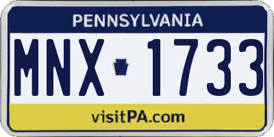 PA license plate MNX1733