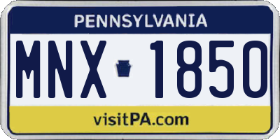 PA license plate MNX1850