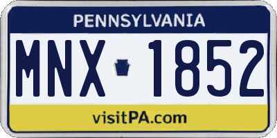 PA license plate MNX1852