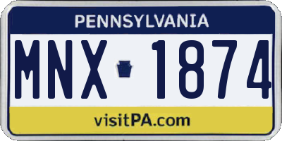PA license plate MNX1874