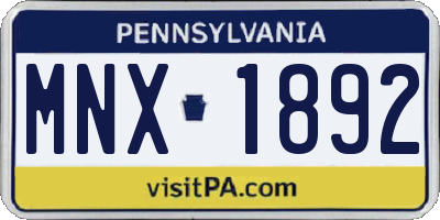 PA license plate MNX1892