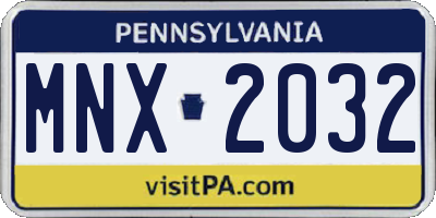 PA license plate MNX2032