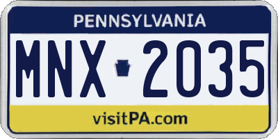 PA license plate MNX2035
