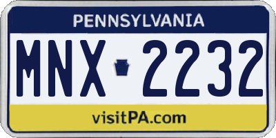 PA license plate MNX2232
