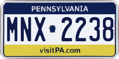 PA license plate MNX2238