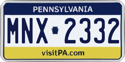 PA license plate MNX2332
