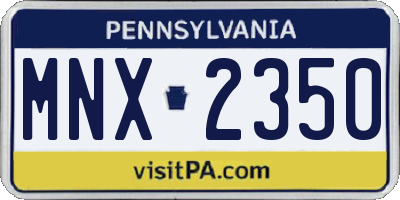PA license plate MNX2350