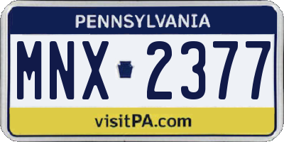 PA license plate MNX2377