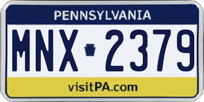 PA license plate MNX2379