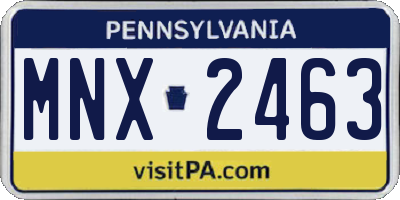 PA license plate MNX2463