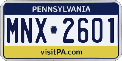 PA license plate MNX2601