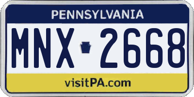 PA license plate MNX2668