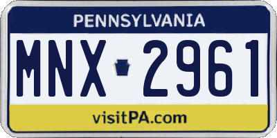 PA license plate MNX2961