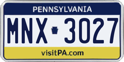 PA license plate MNX3027