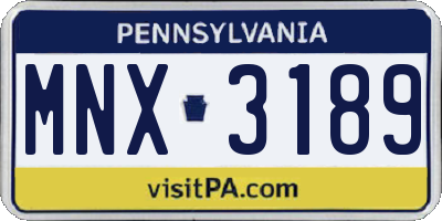 PA license plate MNX3189