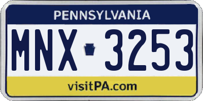 PA license plate MNX3253