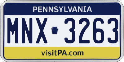 PA license plate MNX3263