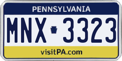PA license plate MNX3323