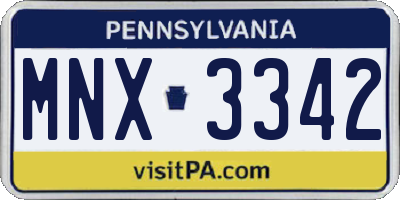 PA license plate MNX3342