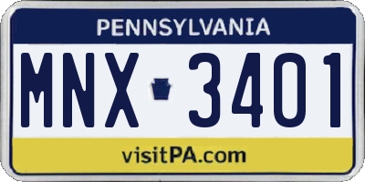PA license plate MNX3401