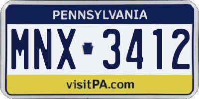 PA license plate MNX3412