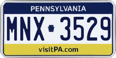 PA license plate MNX3529