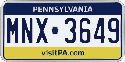 PA license plate MNX3649
