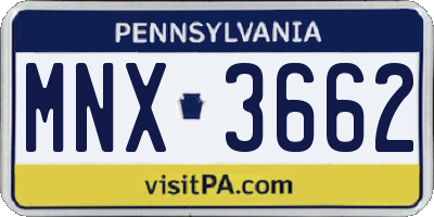 PA license plate MNX3662