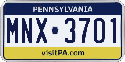 PA license plate MNX3701