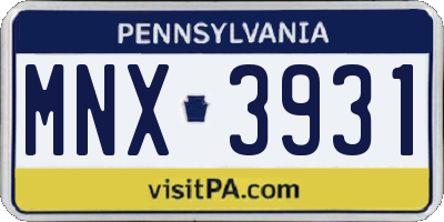 PA license plate MNX3931