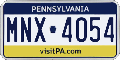 PA license plate MNX4054