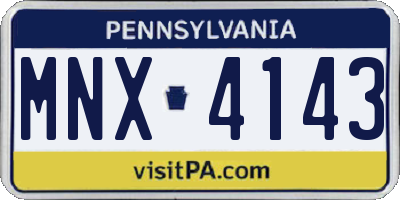 PA license plate MNX4143
