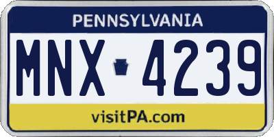 PA license plate MNX4239