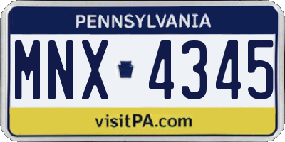 PA license plate MNX4345