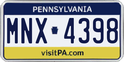 PA license plate MNX4398