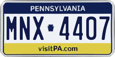 PA license plate MNX4407