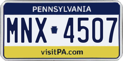 PA license plate MNX4507
