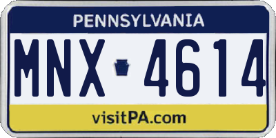 PA license plate MNX4614