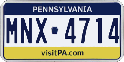 PA license plate MNX4714