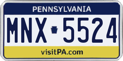 PA license plate MNX5524