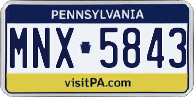 PA license plate MNX5843