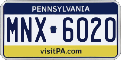 PA license plate MNX6020