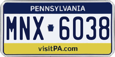 PA license plate MNX6038