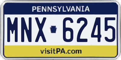 PA license plate MNX6245