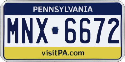PA license plate MNX6672